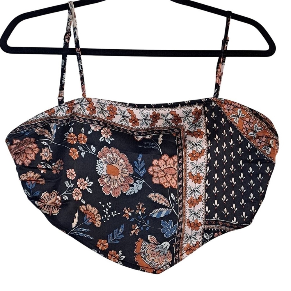 Forever21 Bandeau Top NWT Women's M Bandana Spaghetti Straps Cami Brown Black
